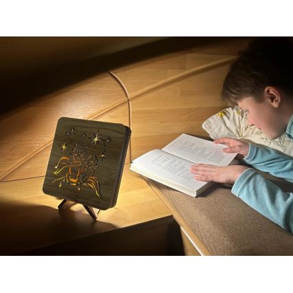 Li-Go 5788/DUB2 - Dekoracja stołowa LED 12W/230V 19x19 cm dąb/Mały Książę