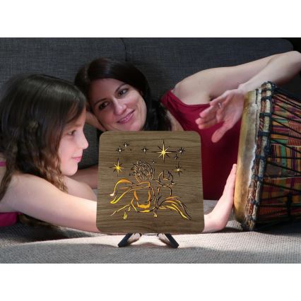 Li-Go 5788/DUB2 - Dekoracja stołowa LED 12W/230V 19x19 cm dąb/Mały Książę