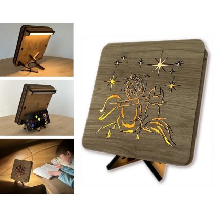 Li-Go 5788/DUB2 - Dekoracja stołowa LED 12W/230V 19x19 cm dąb/Mały Książę