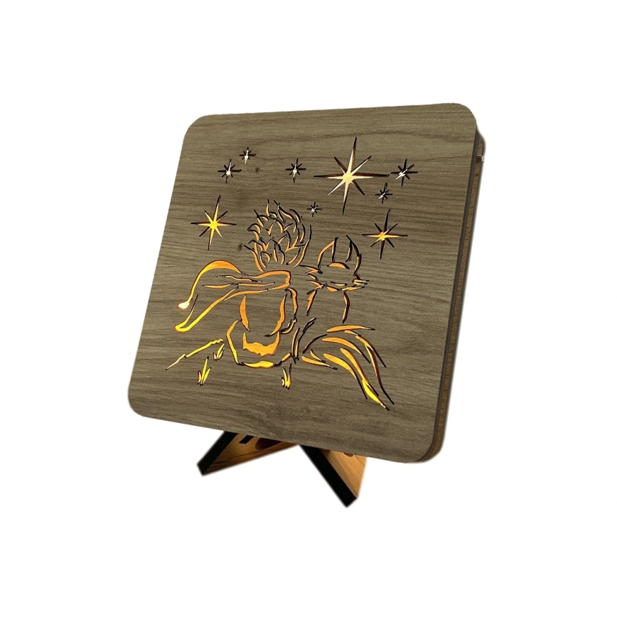 Li-Go 5788/DUB2 - Dekoracja stołowa LED 12W/230V 19x19 cm dąb/Mały Książę