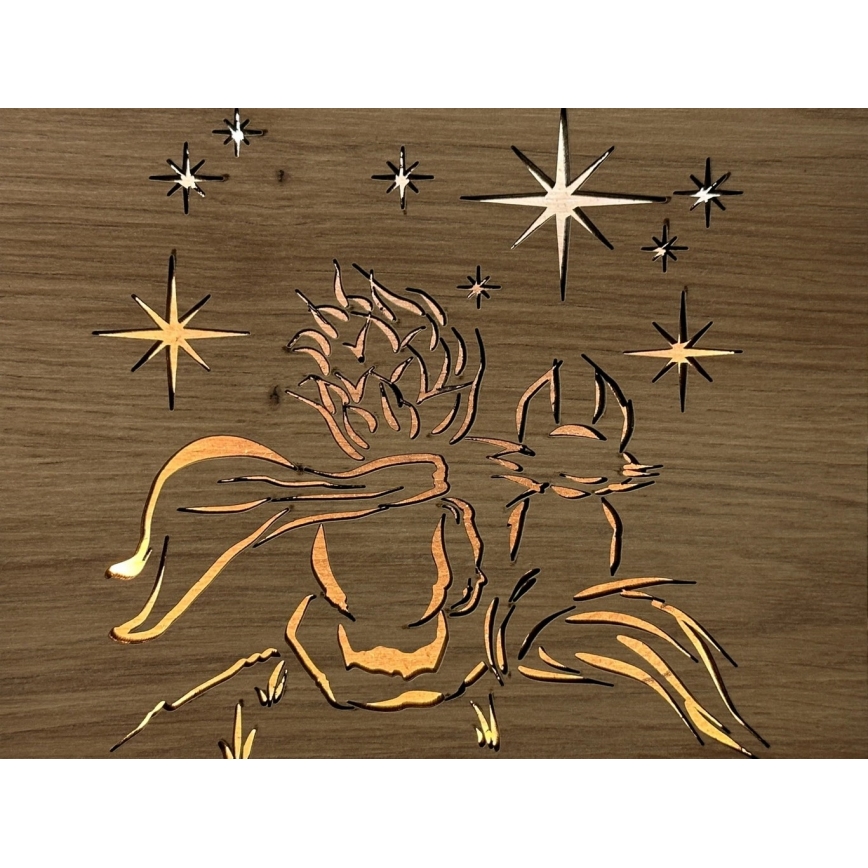 Li-Go 5788/DUB2 - Dekoracja stołowa LED 12W/230V 19x19 cm dąb/Mały Książę