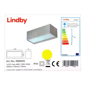 Lindby - Kinkiet zewnętrzny LEONORA 1xE27/60W/230V IP44
