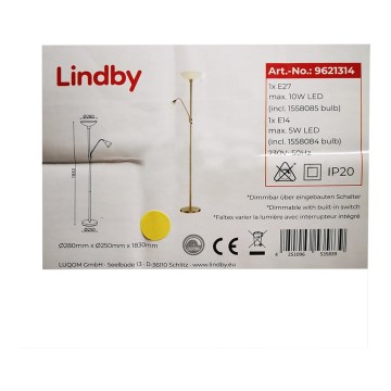 Lindby - Lampa podłogowa JOST 1xE27/10W/230V + 1xE14/5W