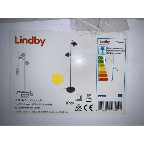 Lindby - Lampa podłogowa SHILA 2xGU10/25W/230V