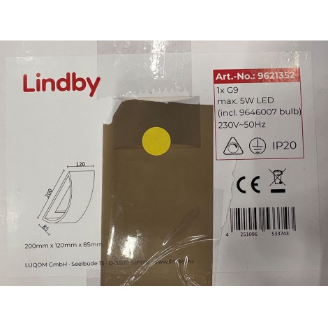 Lindby - LED Kinkiet HEIKO 1xG9/3W/230V