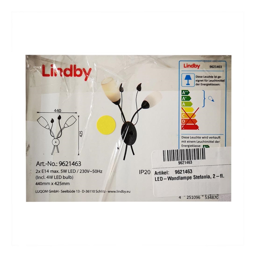 Lindby - LED Kinkiet STEFANIA 2xE14/4,5W/230V