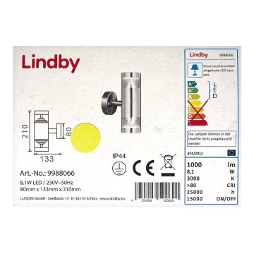Lindby - LED Kinkiet zewnętrzny LANEA 2xLED/4,05W/230V IP44