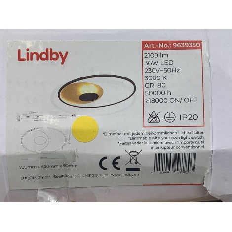 Lindby - LED Plafon ściemnialny FEIVAL LED/36W/230V
