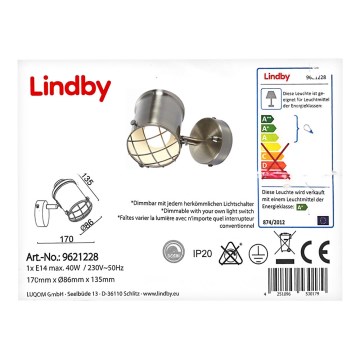 Lindby - LED ściemnialna lampa ścienna EBBI 1xE14/5W/230V