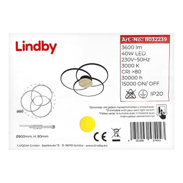 Lindby - LED Ściemnialny plafon RILEY LED/40W/230V