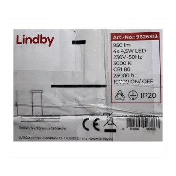 Lindby - LED Ściemnialny żyrandol na lince SOLVINA 4xLED/4,5W/230V