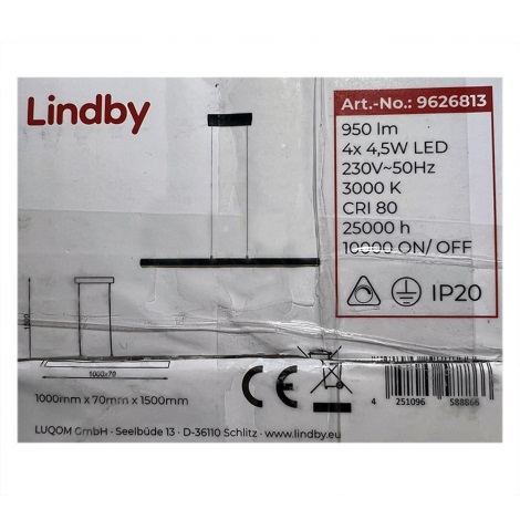 Lindby - LED Ściemnialny żyrandol na lince SOLVINA 4xLED/4,5W/230V