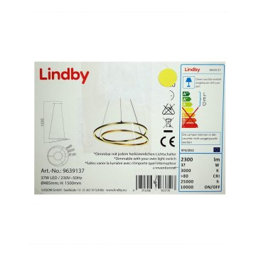 Lindby - LED Żyrandol ściemnialny na lince DAVIAN LED/37W/230V