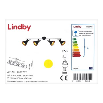 Lindby - Oświetlenie punktowe JULIN 4xE14/40W/230V