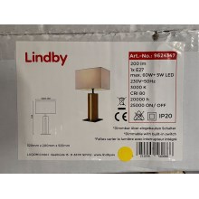 Lindby - Ściemnialna lampa stołowa GARRY 1xE27/60W/230V + LED/5W/230V