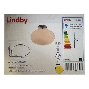 Lindby - Żyrandol na drążku SONIKA 1xE27/60W/230V