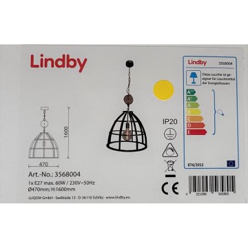 Lindby - Żyrandol na łańcuchu MAXIMILIA 1xE27/60W/230V