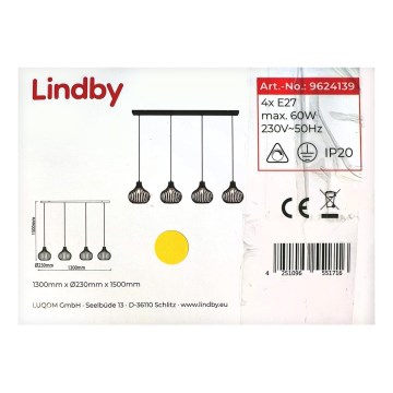 Lindby - Żyrandol na lince FRANCES 4xE27/60W/230V