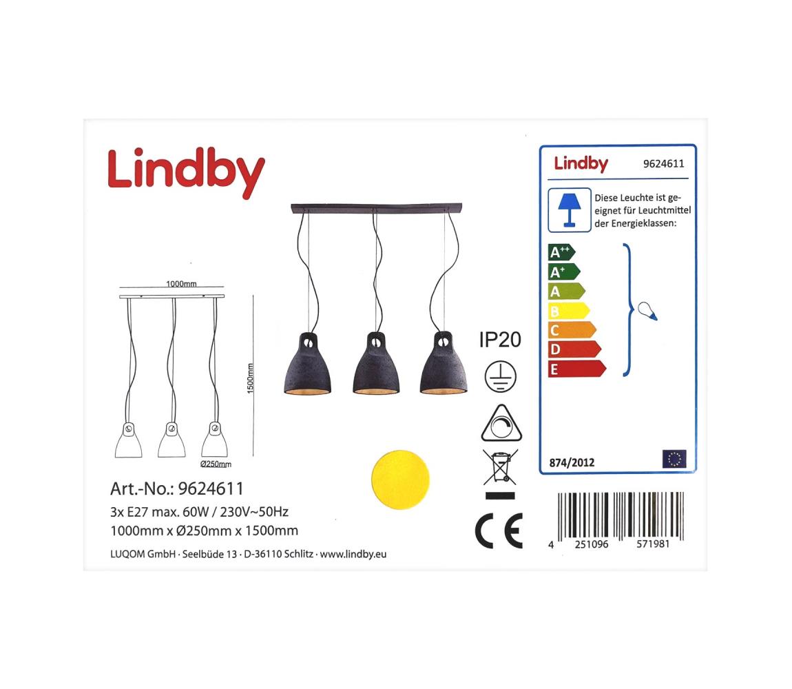 Lindby - Żyrandol na lince IBU 3xE27/60W/230V
