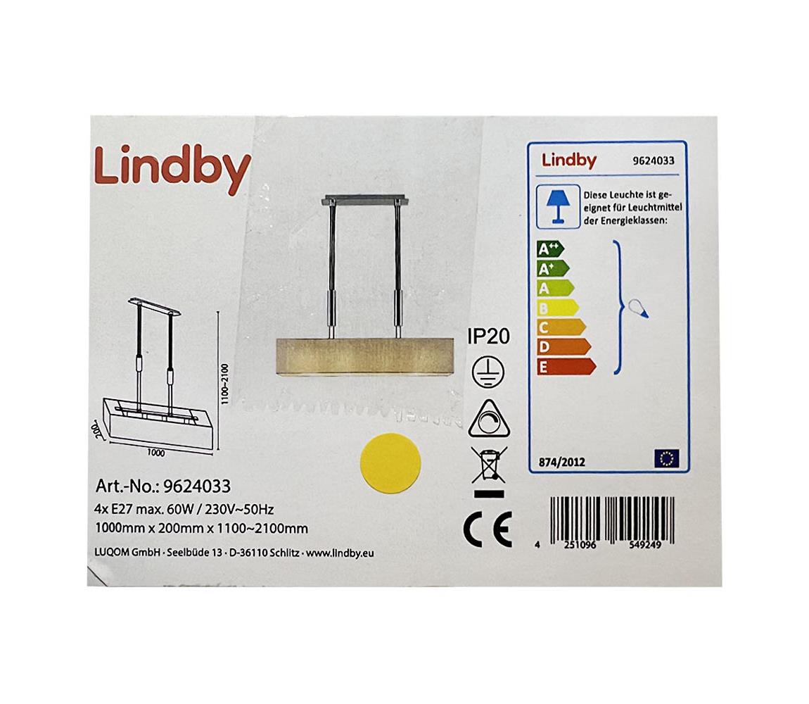 Lindby - Żyrandol na lince MARIAT 4xE27/60W/230V