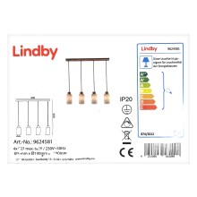 Lindby - Żyrandol na lince NICUS 4xE27/60W/230V