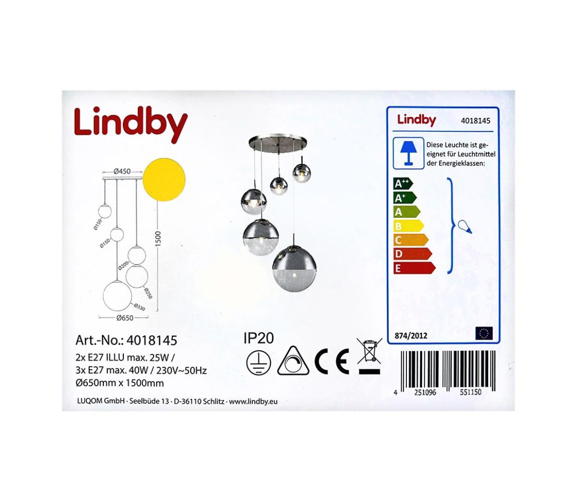 Lindby - Żyrandol na lince RAVENA 3xE27/40W/230V + 2xE27/25W/230V