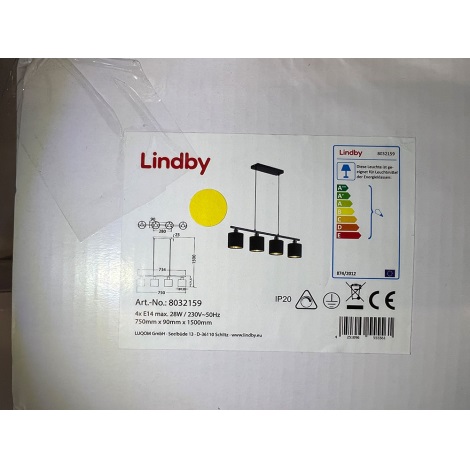 Lindby - Żyrandol na lince VASILIA 4xE14/28W/230V