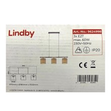 Lindby - Żyrandol na lince ZALIA 3xE27/60W/230V