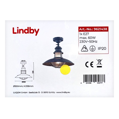 Lindby - Żyrandol natynkowy LOUISANNE 1xE27/60W/230V
