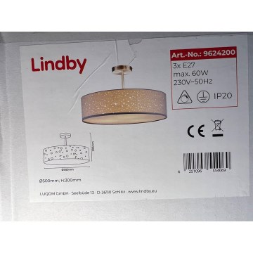 Lindby - Żyrandol natynkowy UMMA 3xE27/60W/230V