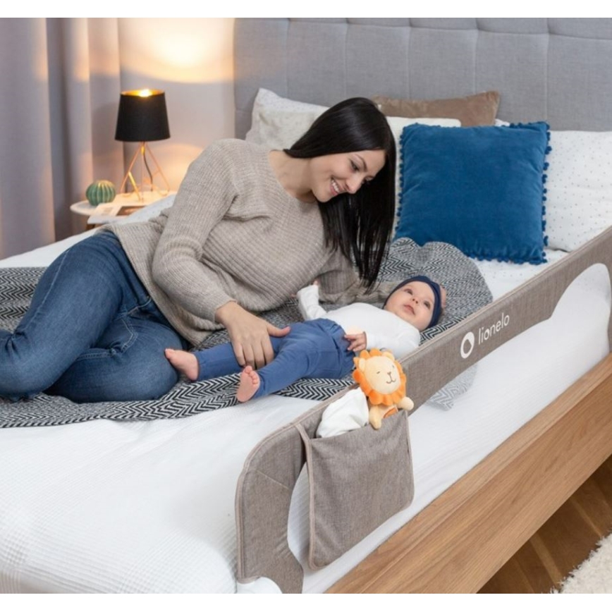 Lionelo - Barierka zabezpieczająca do łóżka EVA szara