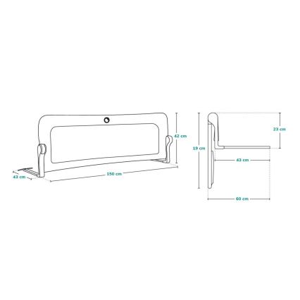 Lionelo - Barierka zabezpieczająca do łóżka EVA szara