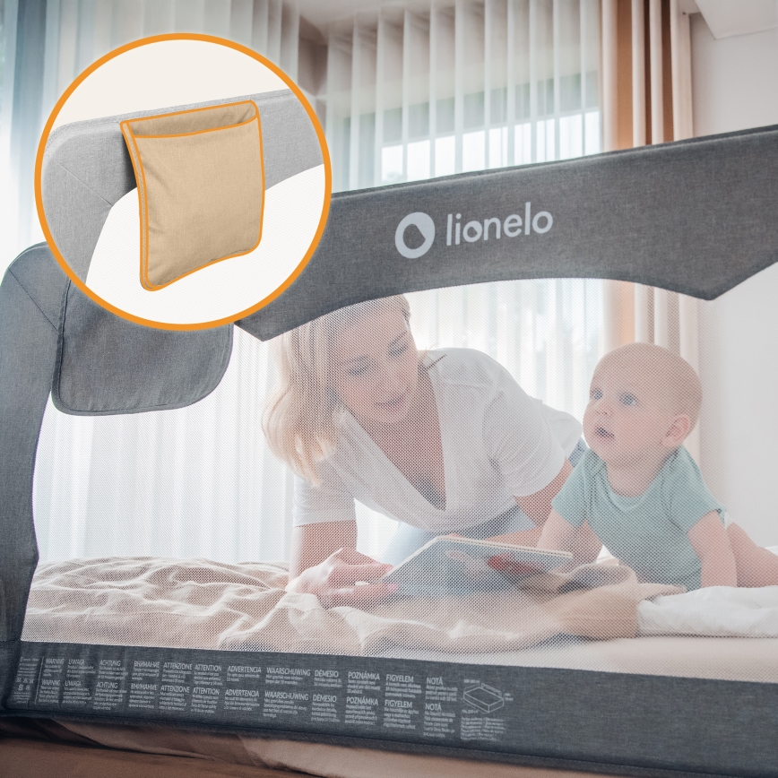 Lionelo - Barierka zabezpieczająca do łóżka HANNA Szary melanż
