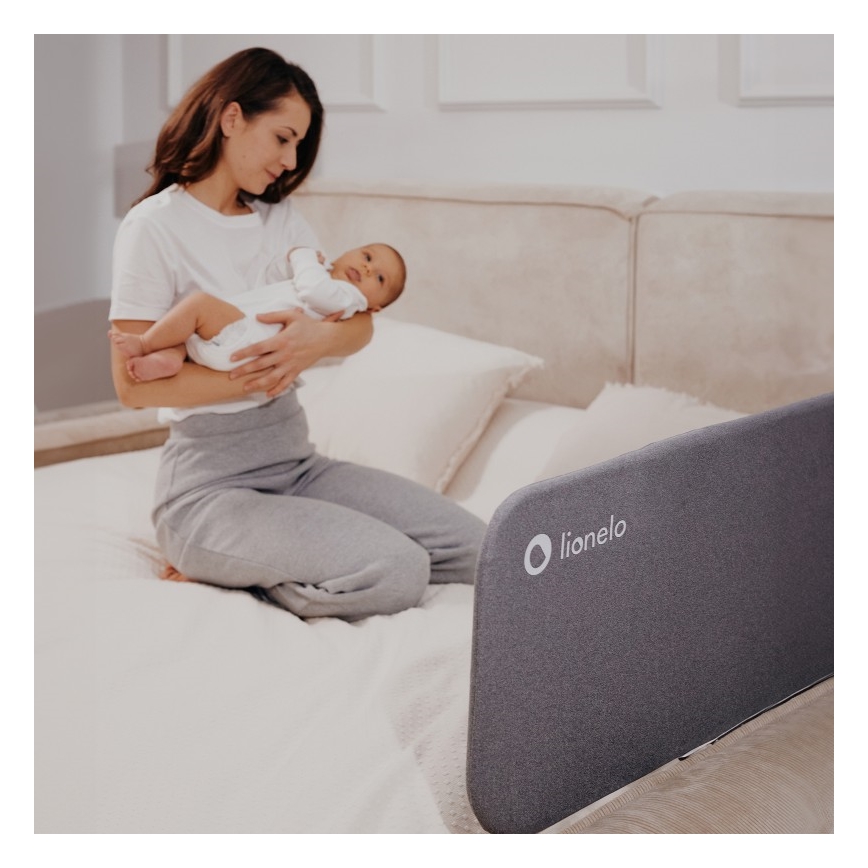 Lionelo - Barierka zabezpieczająca do łóżka LORA ciemnoszara