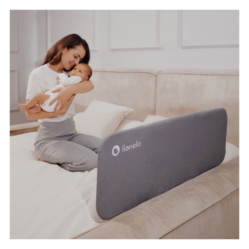 Lionelo - Barierka zabezpieczająca do łóżka LORA ciemnoszara