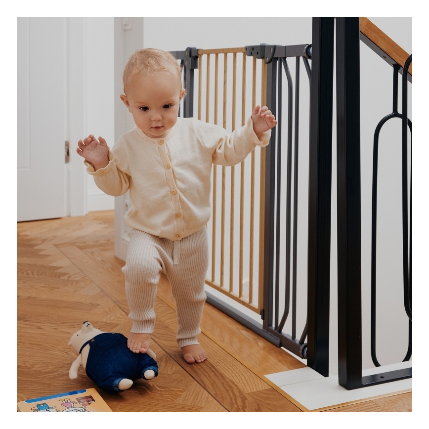 Lionelo - Bramka zabezpieczająca TRUUS SLIM czarna/brązowa