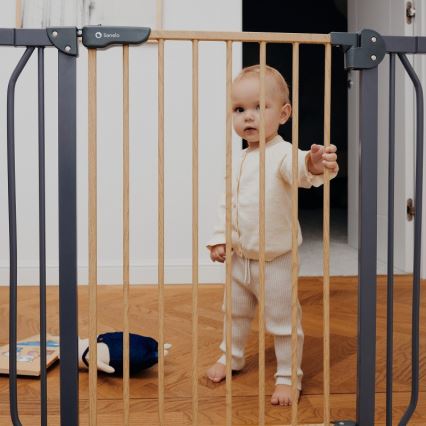 Lionelo - Bramka zabezpieczająca TRUUS SLIM czarna/brązowa