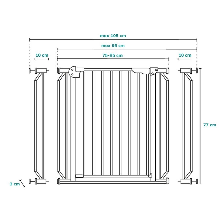 Lionelo - Bramka zabezpieczająca TRUUS SLIM LED 1xAAA biała