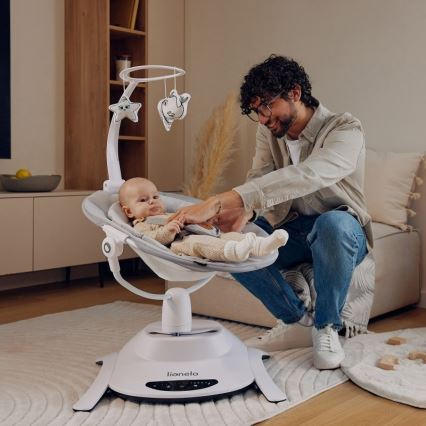 Lionelo - Bujaczek dla dzieci BELLA z melodią, kolor betonowy szary + pilot zdalnego sterowania