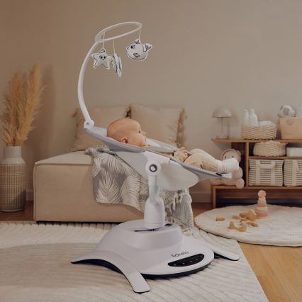 Lionelo - Bujaczek dla dzieci BELLA z melodią, kolor betonowy szary + pilot zdalnego sterowania