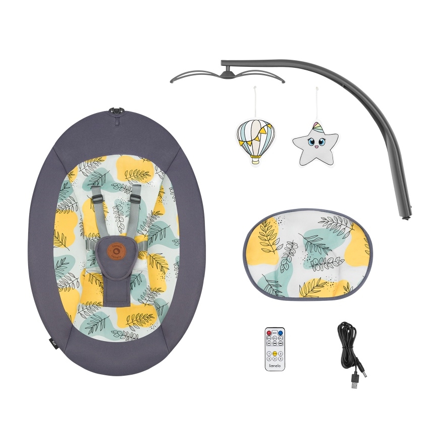 Lionelo - Bujaczek dla dzieci z melodią RALF 4xAA Betonowo-szary + pilot zdalnego sterowania