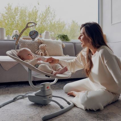 Lionelo - Bujaczek dla dzieci z melodią RIO 4xC Beżowy Latte + zdalne sterowanie