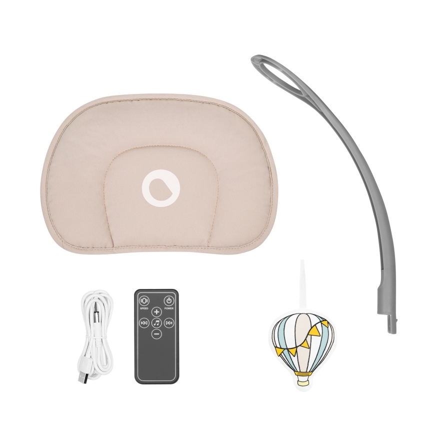 Lionelo - Bujaczek dla dzieci z melodią RIO 4xC Beżowy Latte + zdalne sterowanie