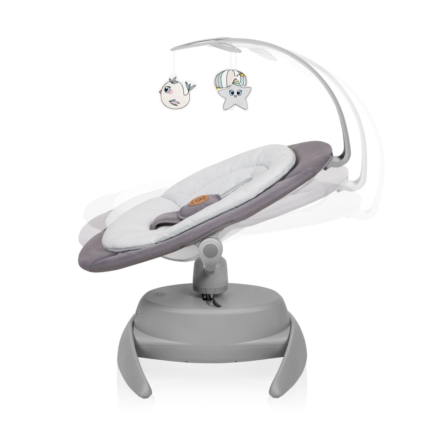 Lionelo - Bujaczek dziecięcy z melodią MELL Grey Stone 4xAA + pilot zdalnego sterowania