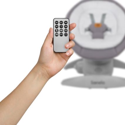 Lionelo - Bujaczek dziecięcy z melodią MELL Grey Stone 4xAA + pilot zdalnego sterowania