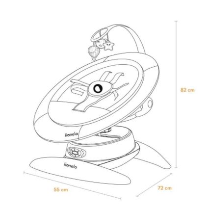 Lionelo - Bujaczek dziecięcy z melodią MELL Grey Stone 4xAA + pilot zdalnego sterowania