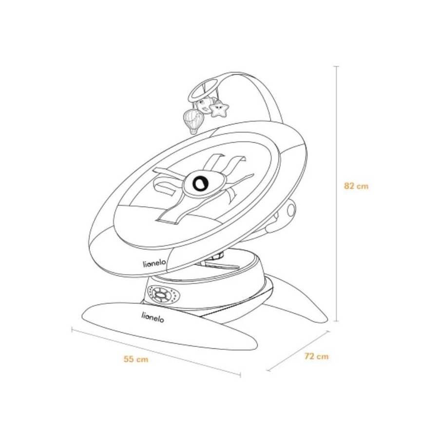 Lionelo - Bujaczek dziecięcy z melodią MELL Grey Stone 4xAA + pilot zdalnego sterowania