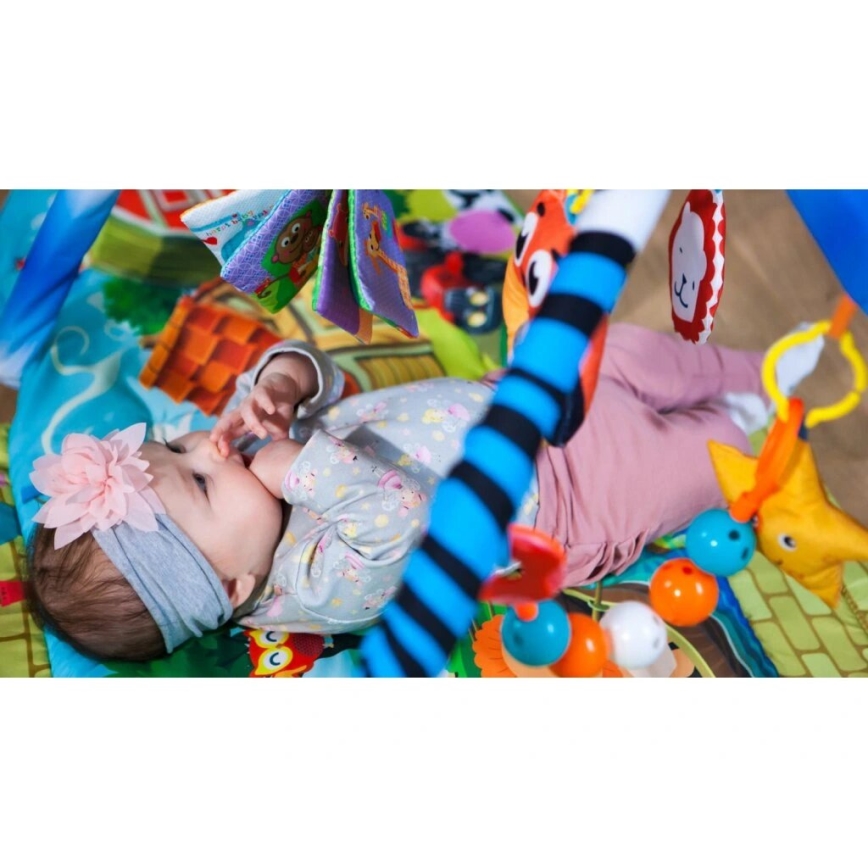 Lionelo - Dziecięca mata do zabawy z domkiem AGNES PLUS