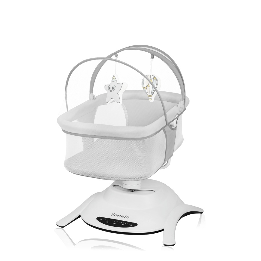 Lionelo - Huśtawka dziecięca z melodią 2 w 1 BELLA 4xAA Szary beton + pilot zdalnego sterowania