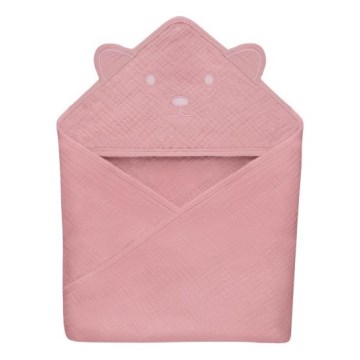 Lionelo - Dziecięcy muślinowy ręcznik z kapturem Pink Baby